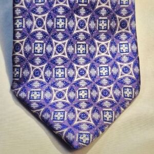 Hart Schaffner Marx Purple Blue and White Patterned Mens Dress Tie